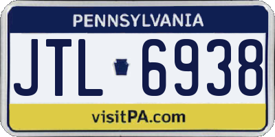 PA license plate JTL6938