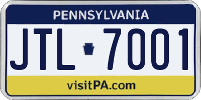 PA license plate JTL7001