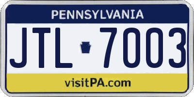 PA license plate JTL7003