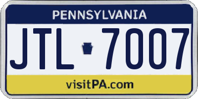 PA license plate JTL7007