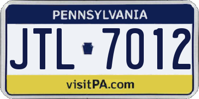 PA license plate JTL7012