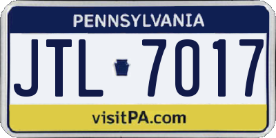 PA license plate JTL7017