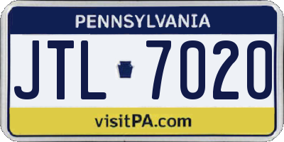 PA license plate JTL7020