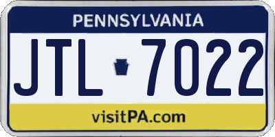 PA license plate JTL7022