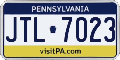 PA license plate JTL7023