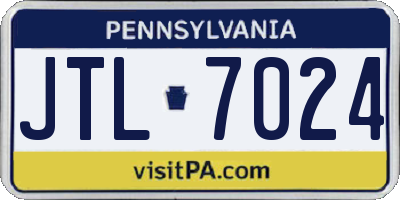 PA license plate JTL7024