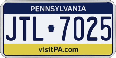 PA license plate JTL7025