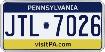 PA license plate JTL7026