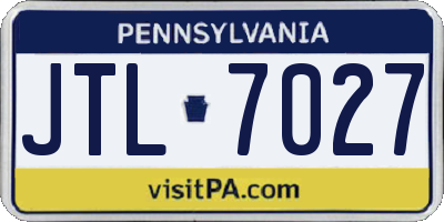 PA license plate JTL7027