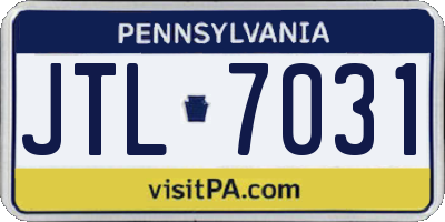 PA license plate JTL7031
