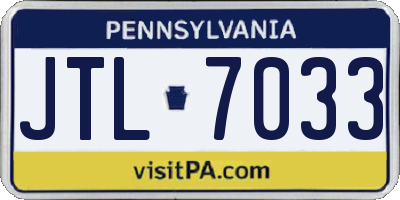 PA license plate JTL7033