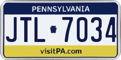 PA license plate JTL7034