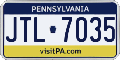 PA license plate JTL7035