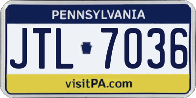 PA license plate JTL7036