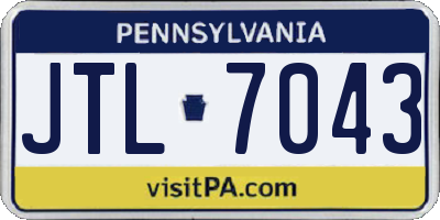 PA license plate JTL7043