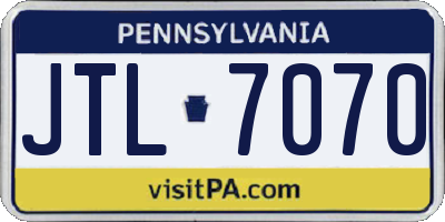 PA license plate JTL7070