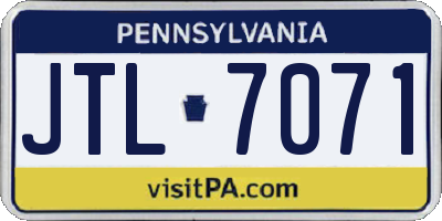 PA license plate JTL7071