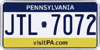 PA license plate JTL7072