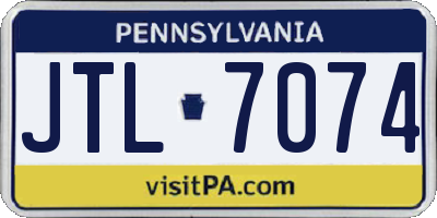 PA license plate JTL7074