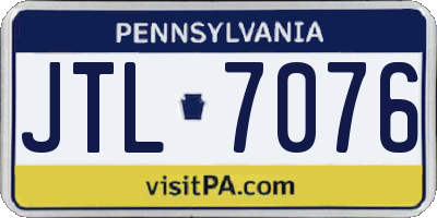 PA license plate JTL7076