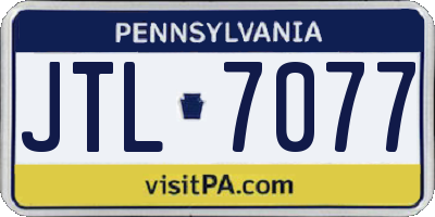 PA license plate JTL7077
