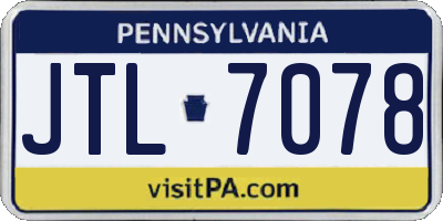 PA license plate JTL7078