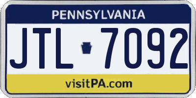PA license plate JTL7092