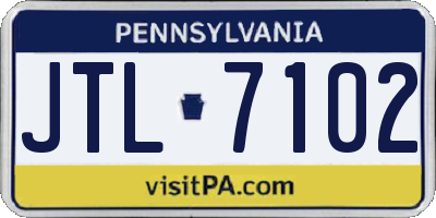 PA license plate JTL7102