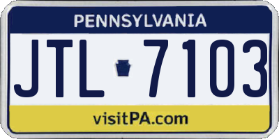 PA license plate JTL7103