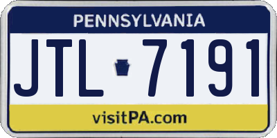 PA license plate JTL7191