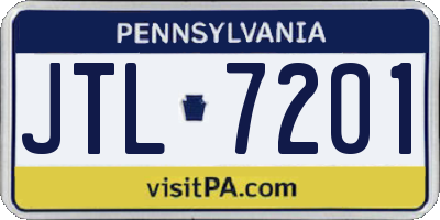 PA license plate JTL7201