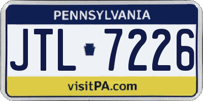 PA license plate JTL7226