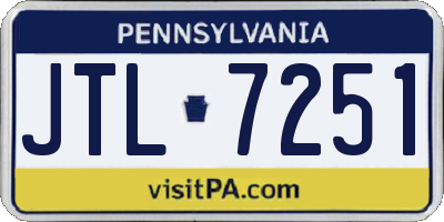 PA license plate JTL7251