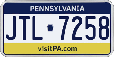PA license plate JTL7258