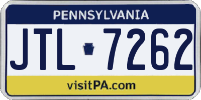 PA license plate JTL7262