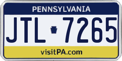PA license plate JTL7265