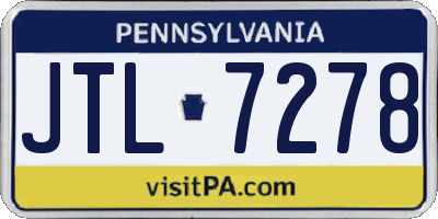 PA license plate JTL7278