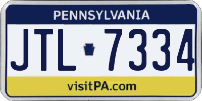 PA license plate JTL7334