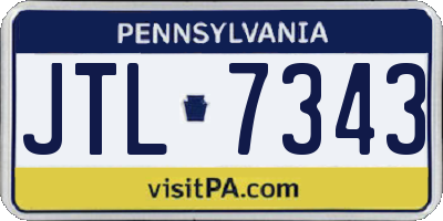 PA license plate JTL7343