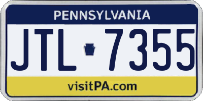 PA license plate JTL7355