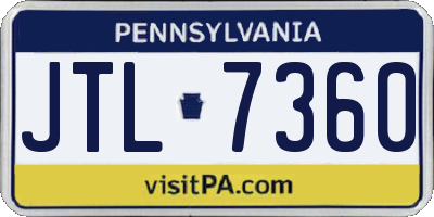 PA license plate JTL7360