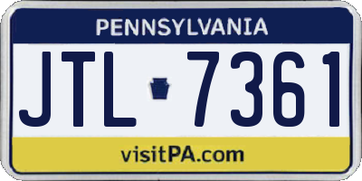 PA license plate JTL7361