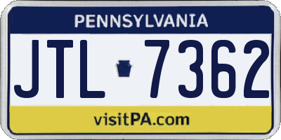PA license plate JTL7362