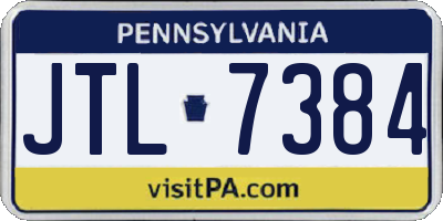 PA license plate JTL7384