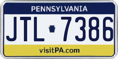 PA license plate JTL7386