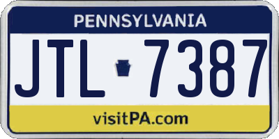 PA license plate JTL7387
