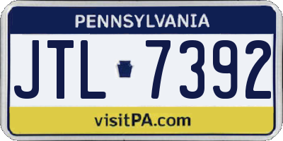 PA license plate JTL7392
