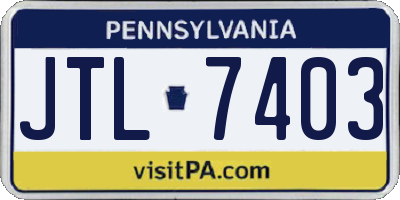 PA license plate JTL7403