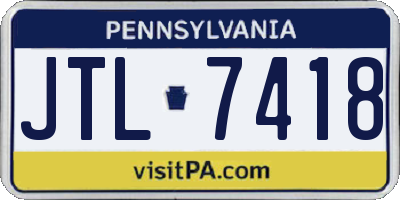 PA license plate JTL7418