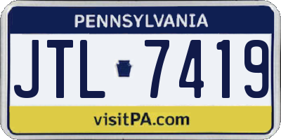 PA license plate JTL7419